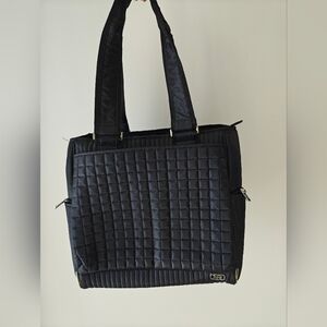 lug Black Quilted Tote Bag with Double Straps
